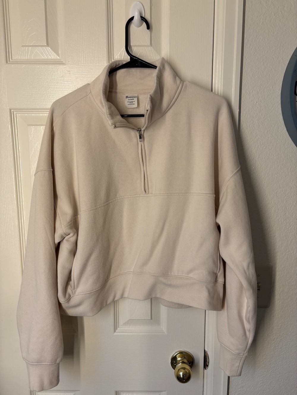 Cream Half-Zip Pullover Sweatshirt Hoodie